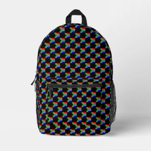 Chequered South Africa Flag Pattern  Printed Backpack