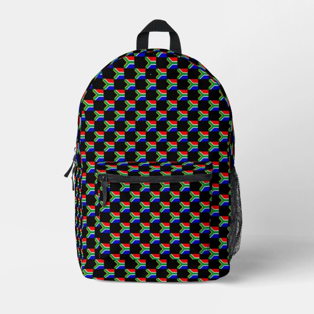 Chequered South Africa Flag Pattern  Printed Backpack (Front)