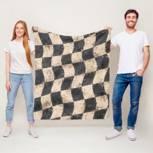 Chequered Speedway Cosy Garage Style Fleece Blanket