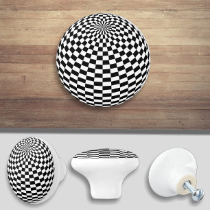 Chequered Sphere Door Knob Cabinet Pull