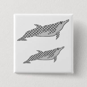 Chequered spinner dolphin tie 15 cm square badge