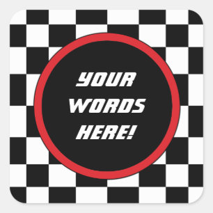 Chequered Square Custom Text Sticker