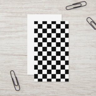 Chequered squares black and white geometric retro business card