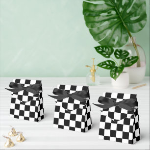 Chequered squares black and white geometric retro favour box