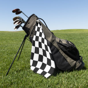 Chequered squares black and white geometric retro golf towel