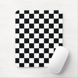 Chequered squares black and white geometric retro mouse pad