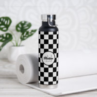 Chequered squares black and white retro Monogram