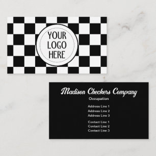 Chequered squares black white retro Company Logo Business Card