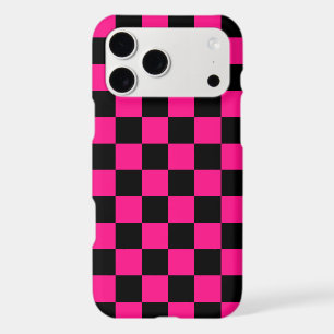 Chequered squares hot pink black geometric retro
