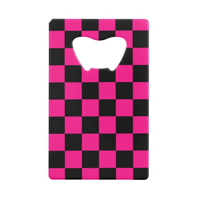 Chequered squares hot pink black geometric retro (Front)