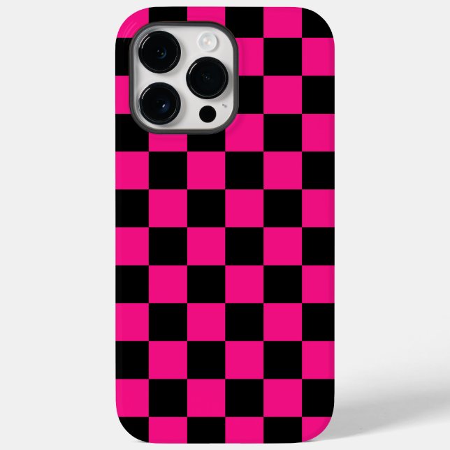 Chequered squares hot pink black geometric retro Case-Mate iPhone case (Back)