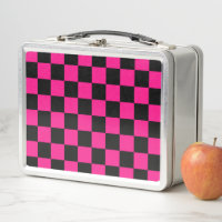 Chequered squares hot pink black geometric retro