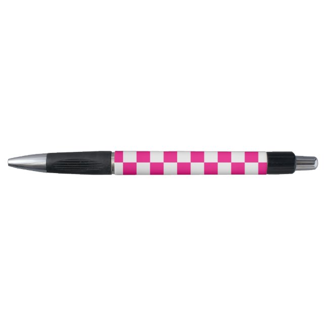 Chequered squares hot pink white geometric retro (Front)