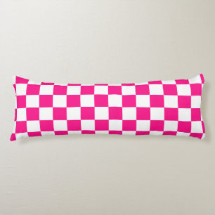 Chequered squares hot pink white geometric retro body cushion