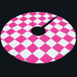 Chequered squares hot pink white geometric retro brushed polyester tree skirt<br><div class="desc">Chequered squares hot pink white geometric retro pattern Christmas Tree Skirt. Home Décor Holiday Accents gift for her. Cool retro chequered geometric square pattern. Vintage tile white and hot pink modern chequered.</div>