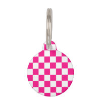 Chequered squares hot pink white geometric retro