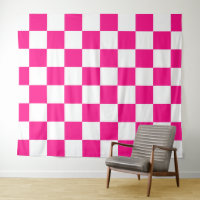 Chequered squares hot pink white geometric retro
