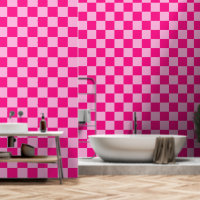 Chequered squares light hot pink geometric retro