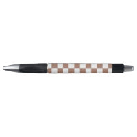 Chequered squares mocha brown white geometric retr
