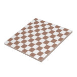 Chequered squares mocha brown white geometric retr ceramic tile<br><div class="desc">Chequered squares mocha brown white geometric retro patternHome Décor for anyone. Cool retro chequered geometric square pattern. Vintage tile mousse brown and white modern chequered.</div>