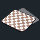 Chequered squares mocha brown white geometric retr laptop sleeve<br><div class="desc">Chequered squares mocha brown white geometric retro pattern gift for anyone. Cool retro chequered geometric square pattern. Vintage tile mousse brown and white modern chequered.</div>