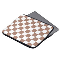 Chequered squares mocha brown white geometric retr