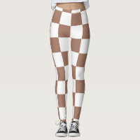 Chequered squares mocha brown white geometric retr