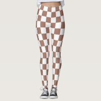 Chequered squares mocha brown white geometric retr