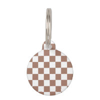 Chequered squares mocha brown white geometric retr