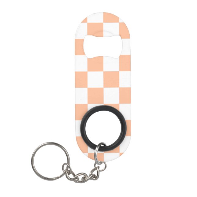 Chequered squares peach and white geometric retro (Front)