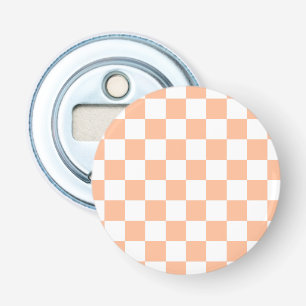 Chequered squares peach and white geometric retro bottle opener