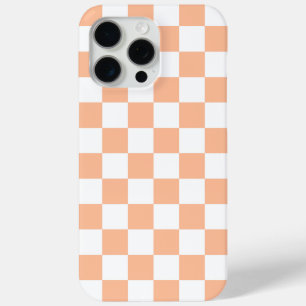 Chequered squares peach orange white geometric iPhone 15 pro max case
