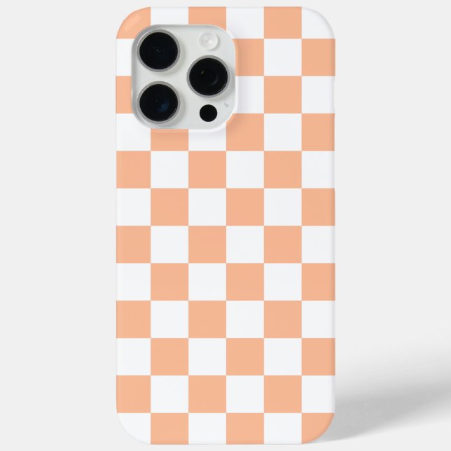 Chequered squares peach orange white geometric Case-Mate iPhone case (Back)