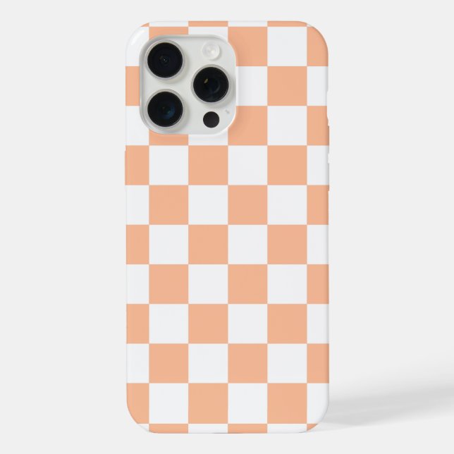 Chequered squares peach orange white geometric iPhone case (Back)