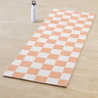 Chequered squares peach orange white geometric