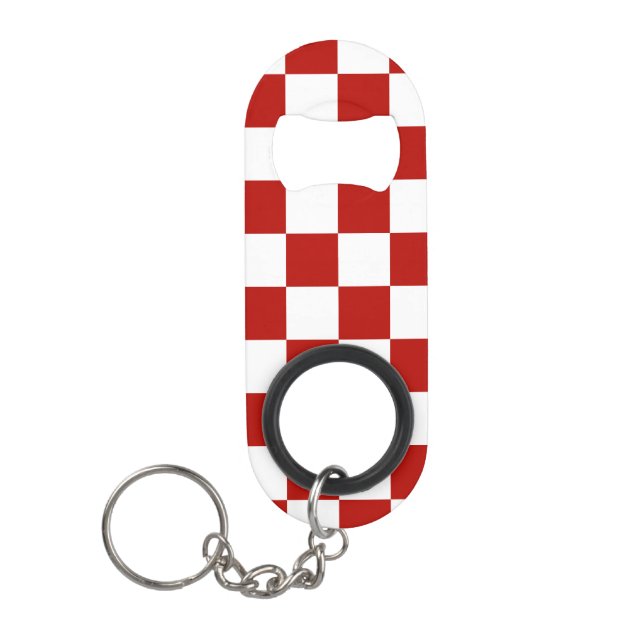 Chequered squares red white geometric retro (Front)
