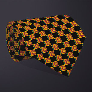 Chequered Sri Lanka Flag Pattern Tie