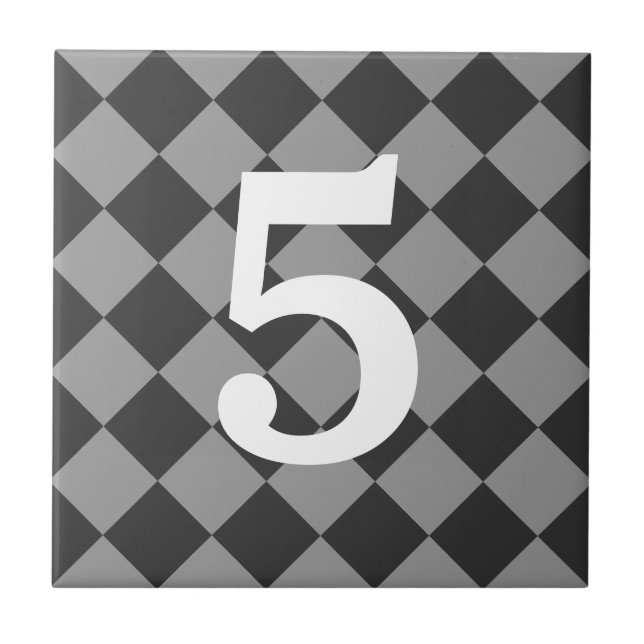 Chequered street address house number tile design (Front)