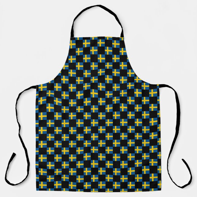 Chequered Sweden Flag Pattern  Apron (Front)
