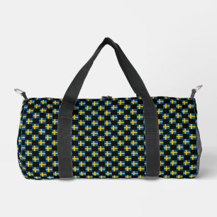 Chequered Sweden Flag Pattern Duffle Bag
