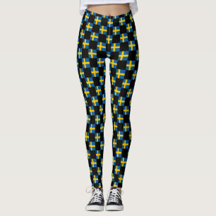 Chequered Sweden Flag Pattern  Leggings