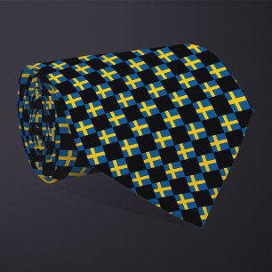 Chequered Sweden Flag Pattern Tie