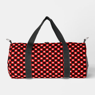 Chequered Switzerland Flag Pattern Duffle Bag
