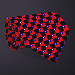 Chequered Taiwan Flag Pattern Tie