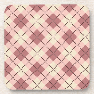 chequered tartan plaid classic beige brown texture coaster
