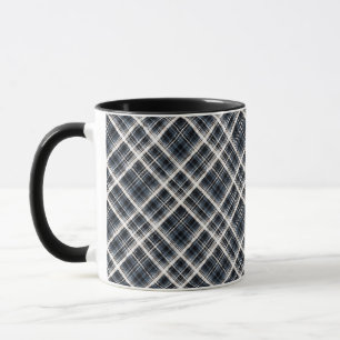 chequered tartan plaid classic black white texture mug