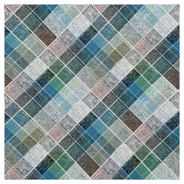 chequered tartan plaid classic blue white pink fabric (Swatch)