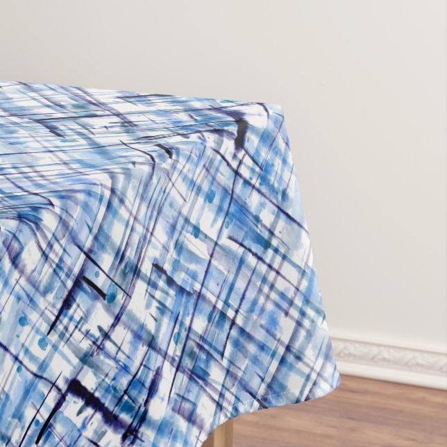 chequered, tartan, plaid, classic, blue, white tablecloth (In Situ)