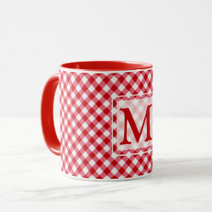chequered tartan plaid classic red white texture mug