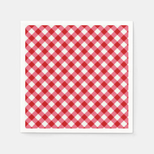 chequered tartan plaid classic red white texture napkin